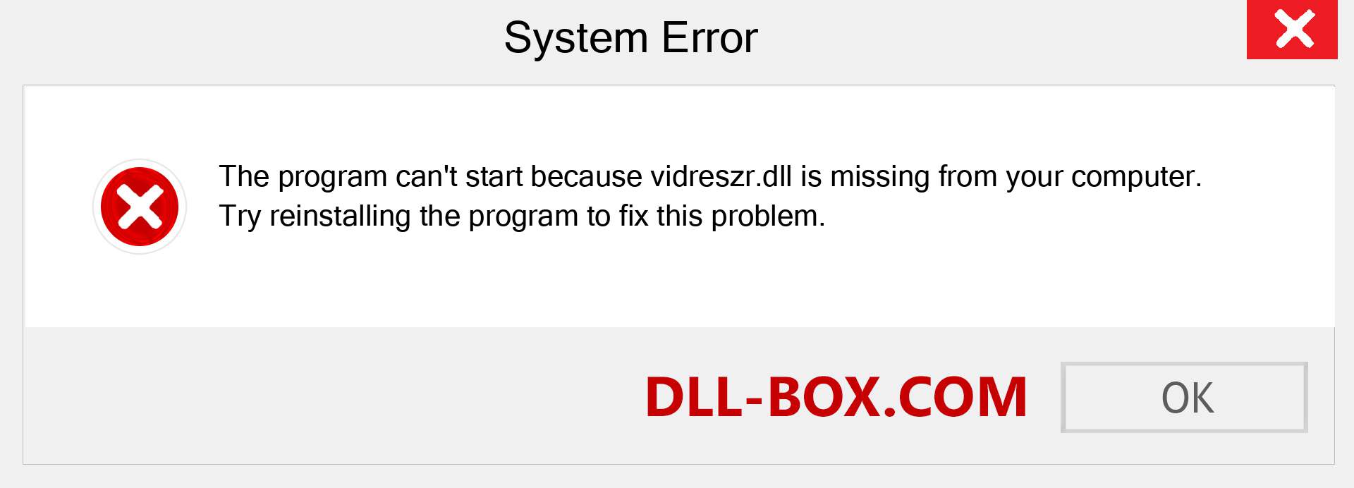  vidreszr.dll file is missing?. Download for Windows 7, 8, 10 - Fix  vidreszr dll Missing Error on Windows, photos, images