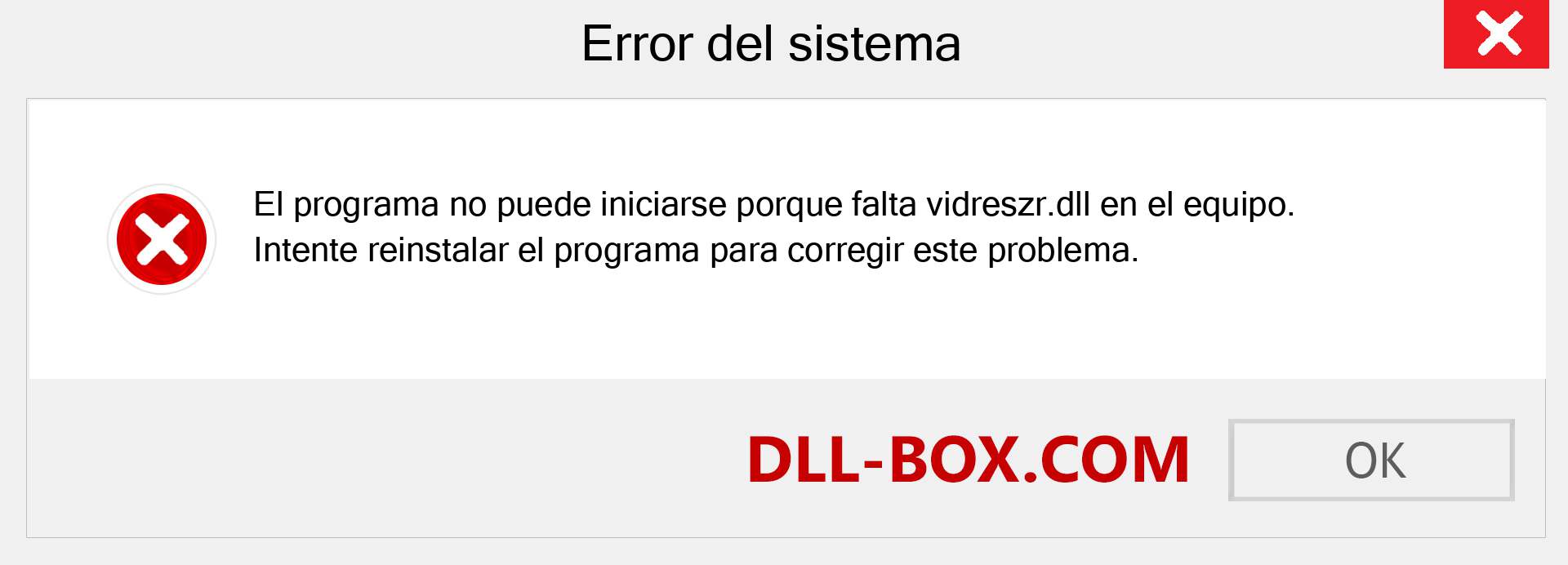 ¿Falta el archivo vidreszr.dll ?. Descargar para Windows 7, 8, 10 - Corregir vidreszr dll Missing Error en Windows, fotos, imágenes